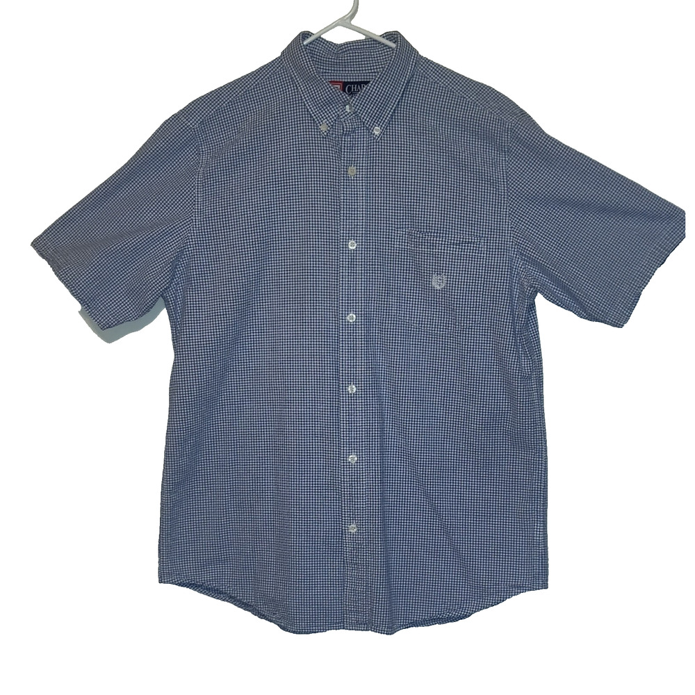 Chaps Seersucker Men's Shirt Sz L Blue&White 100% Cotton Large Resort Wear Nice